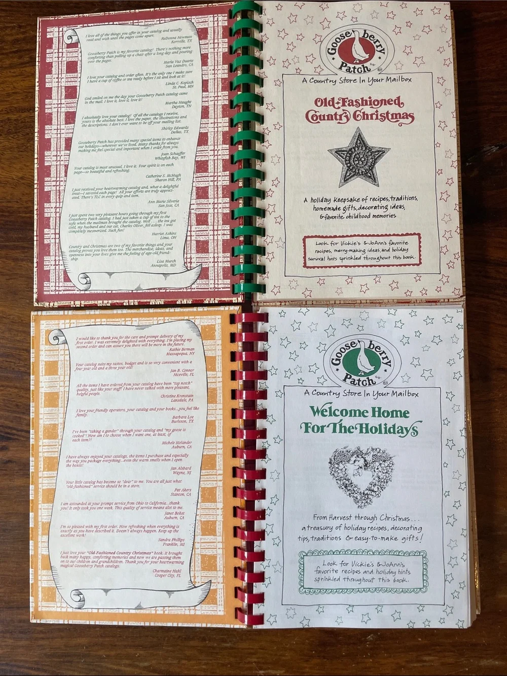 2 Gooseberry Patch Cookbooks Country Christmas 1992 Welcome Home Holidays 1994